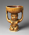 Ifa Divination Vessel: Female Caryatid (Agere Ifa), Ivory, wood or coconut shell inlay, Yoruba peoples, Owo group