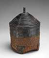 Nested marriage basket set, Turka artists, Raffia palm, leather, thread, Bobo