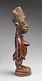 Twin Figure: Female (Ibeji), Workshop of Ibuke Compound, Wood, camwood powder, beads, Yoruba peoples, Oyo group