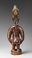 Twin Figure: Female (Ibeji), Workshop of Ibuke Compound, Wood, camwood powder, beads, Yoruba peoples, Oyo group
