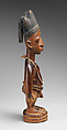 Twin Figure: Male (Ibeji), Workshop of Ibuke Compound, Wood, camwood powder, indigo, beads, iron, vertebrae, Yoruba peoples, Oyo group