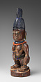 Twin Figure: Female (Ibeji), Wood, camwood powder, beads, metal, indigo, Yoruba peoples