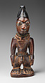 Twin Figure: Male (Ibeji), Wood, beads, camwood powder, nails, indigo pigment, Yoruba peoples, Ekiti group