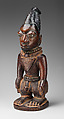 Twin Figure: Male (Ibeji), Wood, beads, camwood powder, nails, indigo pigment, Yoruba peoples, Ekiti group