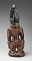 Twin Figure: Male (Ibeji), Wood, beads, camwood powder, nails, indigo pigment, Yoruba peoples, Ekiti group