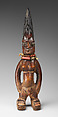 Twin Figure: Male (Ibeji), Wood, beads, metal, camwood powder, indigo, Yoruba peoples, Igbomina group