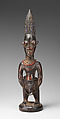 Twin Figure: Male (Ibeji), Wood, camwood powder, beads, blueing, Yoruba peoples