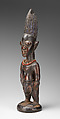 Twin Figure: Male (Ibeji), Yoruba artist, Wood, camwood powder, beads, blueing, Yoruba peoples