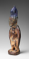 Twin Figure: Male (Ibeji), Wood, camwood powder, beads, blueing, Yoruba peoples, Oyo group