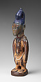 Ibeji Twin Figure, Wood, camwood powder, beads, blueing, Yoruba peoples, Oyo group