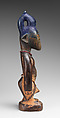 Ibeji Twin Figure, Wood, camwood powder, beads, blueing, Yoruba peoples, Oyo group