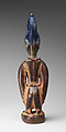 Ibeji Twin Figure, Wood, camwood powder, beads, blueing, Yoruba peoples, Oyo group