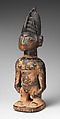Twin Figure: Male (Ibeji), Wood, camwood powder, pigment, Yoruba peoples, Oyo group