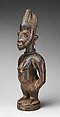 Twin Figure: Female (Ibeji), Workshop of Ibuke Compound, Wood, beads, camwood powder, Yoruba peoples, Oyo group