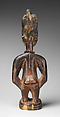 Twin Figure: Female (Ibeji), Workshop of Ibuke Compound, Wood, beads, camwood powder, Yoruba peoples, Oyo group