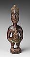 Twin Figure: Female (Ibeji), Workshop of Ibuke Compound, Wood, beads, camwood powder, Yoruba peoples, Oyo group