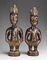 Twin Figure: Female (Ibeji), Workshop of Ibuke Compound, Wood, beads, camwood powder, Yoruba peoples, Oyo group