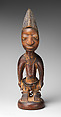 Twin Figure: Male (Ibeji), Wood, camwood powder, beads, blueing, indigo, Yoruba peoples
