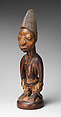 Twin Figure: Male (Ibeji), Wood, camwood powder, beads, blueing, indigo, Yoruba peoples