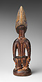 Twin Figure: Male (Ibeji), Wood, camwood powder, beads, blueing, indigo, Yoruba peoples