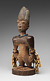 Ibeji Twin Figure, Wood, camwood powder, brass, glass beads, cowries, blueing, string, Yoruba peoples, Oyo group