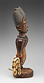 Ibeji Twin Figure, Wood, camwood powder, brass, glass beads, cowries, blueing, string, Yoruba peoples, Oyo group