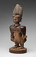 Twin Figure: Male (Ibeji), Wood, camwood powder, brass, glass beads, cowries, blueing, string, Yoruba peoples, Oyo group