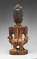 Twin Figure: Male (Ibeji), Wood, camwood powder, brass, glass beads, cowries, blueing, string, Yoruba peoples, Oyo group