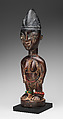 Twin Figure: Female (Ibeji), Yoruba artist, Wood, beads, camwood powder, Yoruba peoples