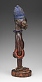 Twin Figure: Male (Ibeji), Wood, camwood powder, blueing, beads, metal, Yoruba peoples, Oyo group