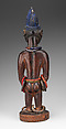 Twin Figure: Male (Ibeji), Wood, camwood powder, blueing, beads, metal, Yoruba peoples, Oyo group