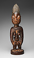 Twin Figure: Female (Ibeji), Wood, camwood powder, beads, Yoruba peoples