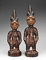 Twin Figure: Male (Ibeji), Wood, camwood powder, metal, pigment, Yoruba peoples