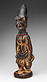 Twin Figure: Male (Ibeji), Wood, beads, camwood powder, metal, indigo, Yoruba peoples, Oyo group