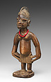 Twin Figure: Male (Ibeji), Workshop of Onipasinobe (Nigerian, Yoruba, Egbado or Ibarapa or Egba group), Wood, beads, camwood powder