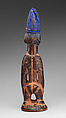Twin Figure: Male (Ibeji), Wood, camwood powder, blueing, Yoruba peoples, Oyo group