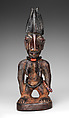 Twin Figure (Ibeji), Wood, camwood powder, beads, pigment, Yoruba peoples, Oyo group (?)