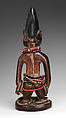Twin Figure: Female (Ibeji), Wood, camwood powder, beads, metal, blueing, Yoruba peoples