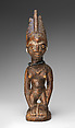 Twin Figure: Female (Ibeji), Workshop of Agbonbiofe  , possibly, Wood, blueing, metal, beads, Yoruba peoples, Ekiti group