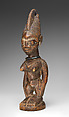 Twin Figure: Female (Ibeji), Workshop of Agbonbiofe  , possibly, Wood, blueing, metal, beads, Yoruba peoples, Ekiti group