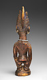 Twin Figure: Female (Ibeji), Workshop of Agbonbiofe  , possibly, Wood, blueing, metal, beads, Yoruba peoples, Ekiti group