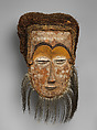Mask, Wood, raffia, fur, pigment, Leele peoples