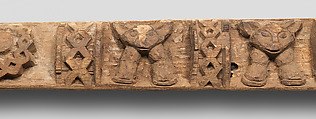 Palace lintel with leopards, Grassfields artist, Wood, pigment, Babanki