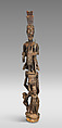 Òpó (veranda post) with equestrian and female figure, Olowe of Ise (Nigerian, born  Efon-Alaaye, ca. 1873–1938), Iroko wood, paint, resin