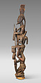 Òpó (veranda post) with equestrian and female figure, Olowe of Ise (Nigerian, born Efon-Alaaye, ca. 1873–1938), Iroko wood, paint, resin