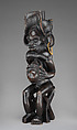 Mwanangana (lord of the land) playing a sanza, Chokwe artist, Wood (uapaca), cloth, plant fiber, beads, dye, resinous coating, Chokwe