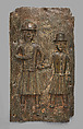 Plaque: Two Portuguese Merchants, Edo artist, Brass, Edo