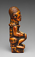 Staff finial with seated woman, Master of Frontal Concentric Circles, Ivory, metal, wood, lead