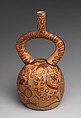 Stirrup-spout bottle with bean warriors, Moche artist(s), Ceramic, slip, Moche