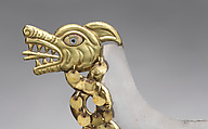 Nose ornament with intertwined creatures, Moche artist(s), Gold, silver, Moche
